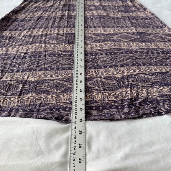 Bobeau Women's Boho Small Pull-On A-Line Midi Skirt Purple Aztec Tribal Festival - Picture 13 of 15